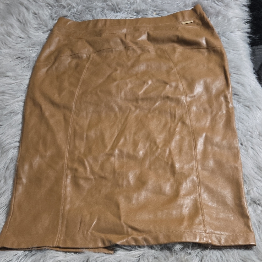 Marc New York Tan Leather Pencil Skirt